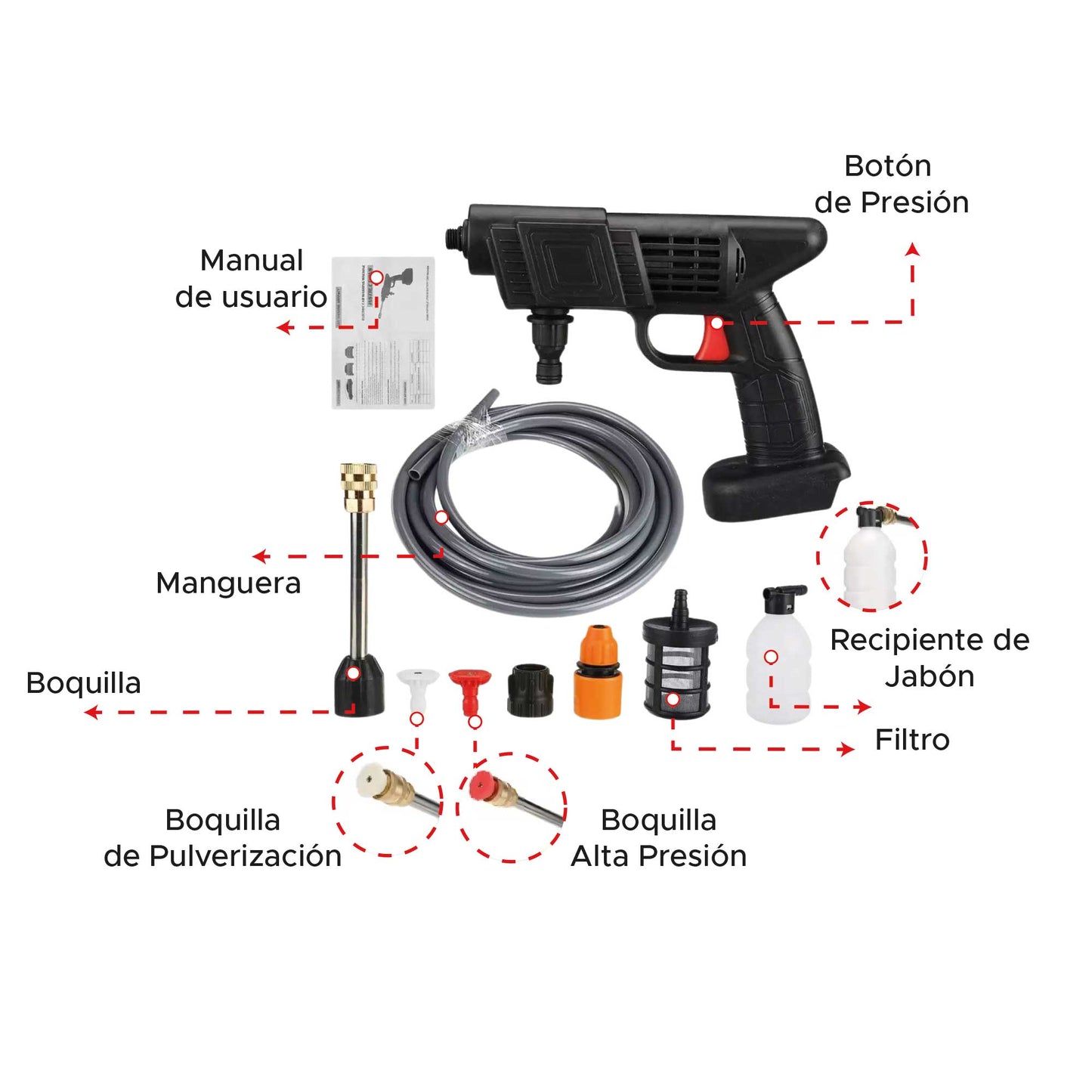 🚿⚡ Hidrolavadora inalámbrica portátil 48V con 2 baterías recargables ⚡🚿
